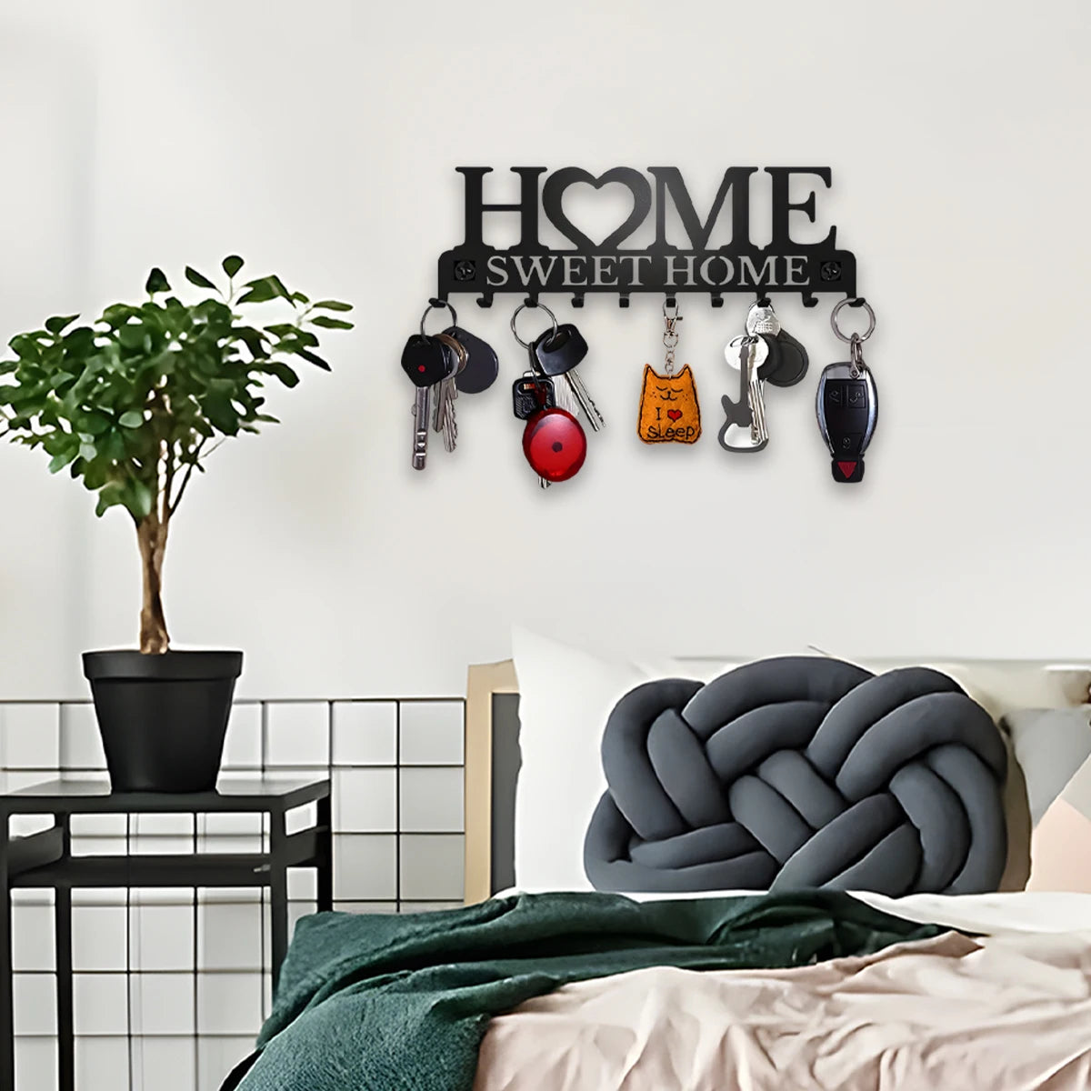 Stainless Steel Key Holder Wall Mount Rack With Ten Hooks