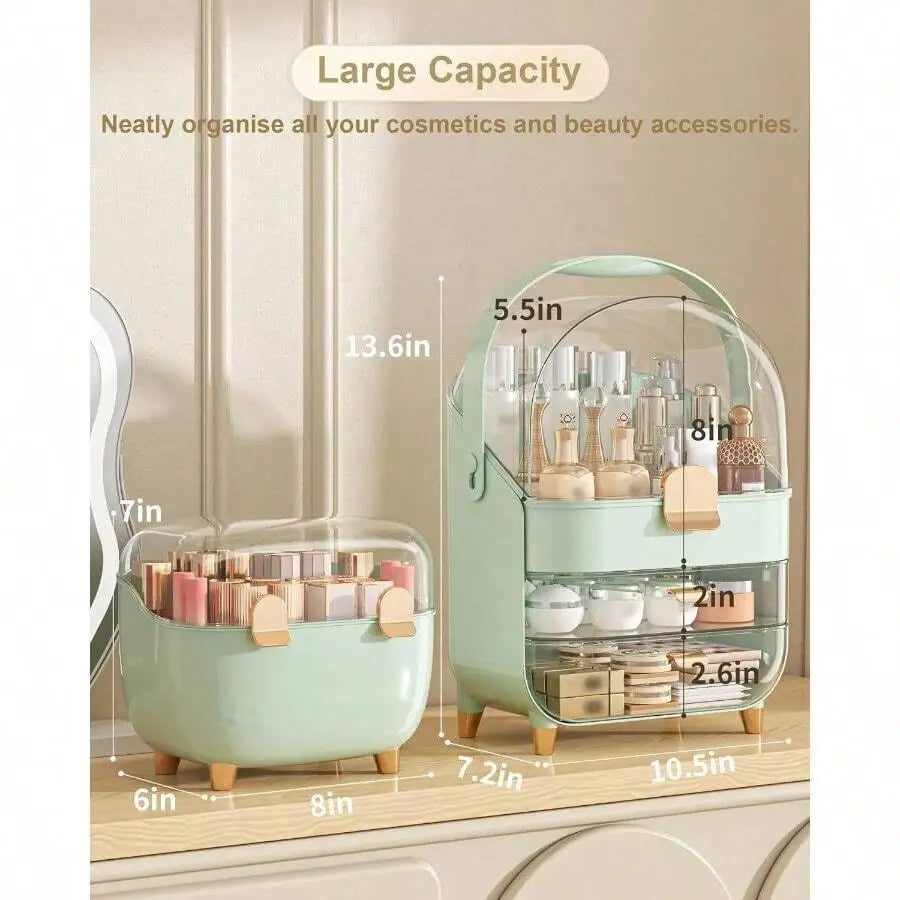 Makeup Organizer With Lipstick Holder Skincare Organizers Storage Box Cosmetic Display Cases Teen Girl Gifts Make Up Organizers