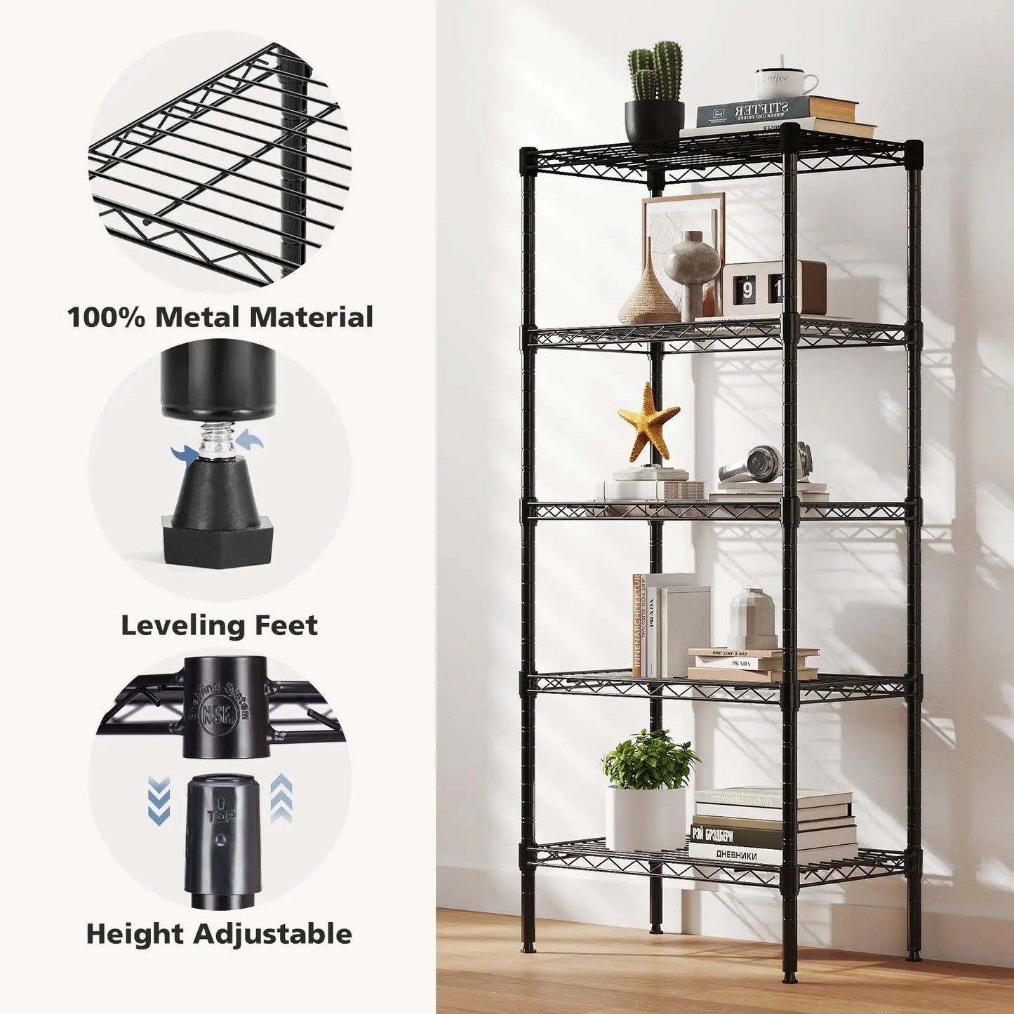 JHK Metal Wire Storage Shelves Adjustable Racks For Home Kitchen