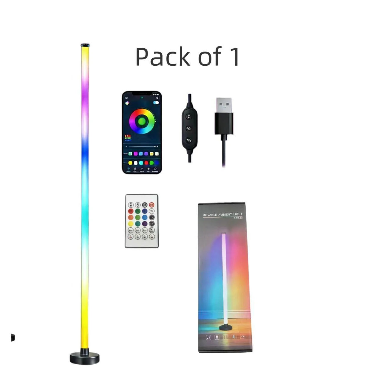 Music Sync RGB LED Floor Lamp Dynamic Color Changing Standing Light Romantic Ambient Light for Weddings, Parties, Hotels, Bedrooms, Gaming Rooms & Football Matches, Ideal Festival Gift