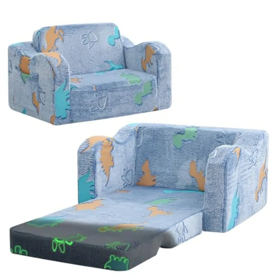 Toddler Couch Fold Out 2-in-1 Convertible Sofa Bed with Soft Corduroy Cover, High-Density Foam Toddler Chair for Ages 1 3, Fold