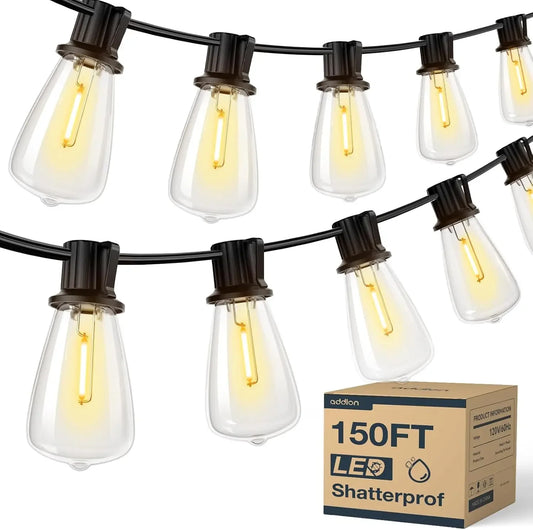 MIMIRGB Led Outdoor String Lights Waterproof Patio With Dimmable Bulbs