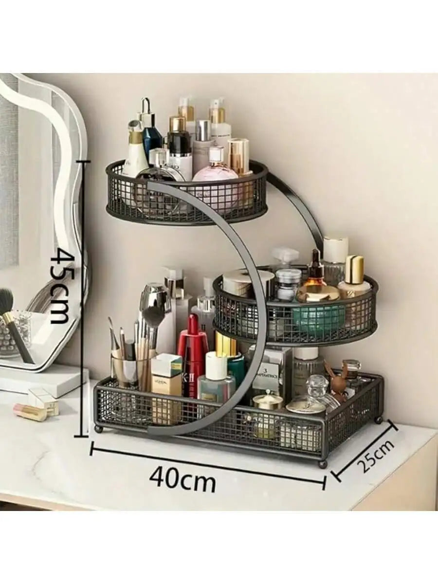 Cosmetics Storage Box Dressing Table Shelf Bathroom Washbasin Rack Tabletop Lipstick Skincare Product Storage Rack Three Layers