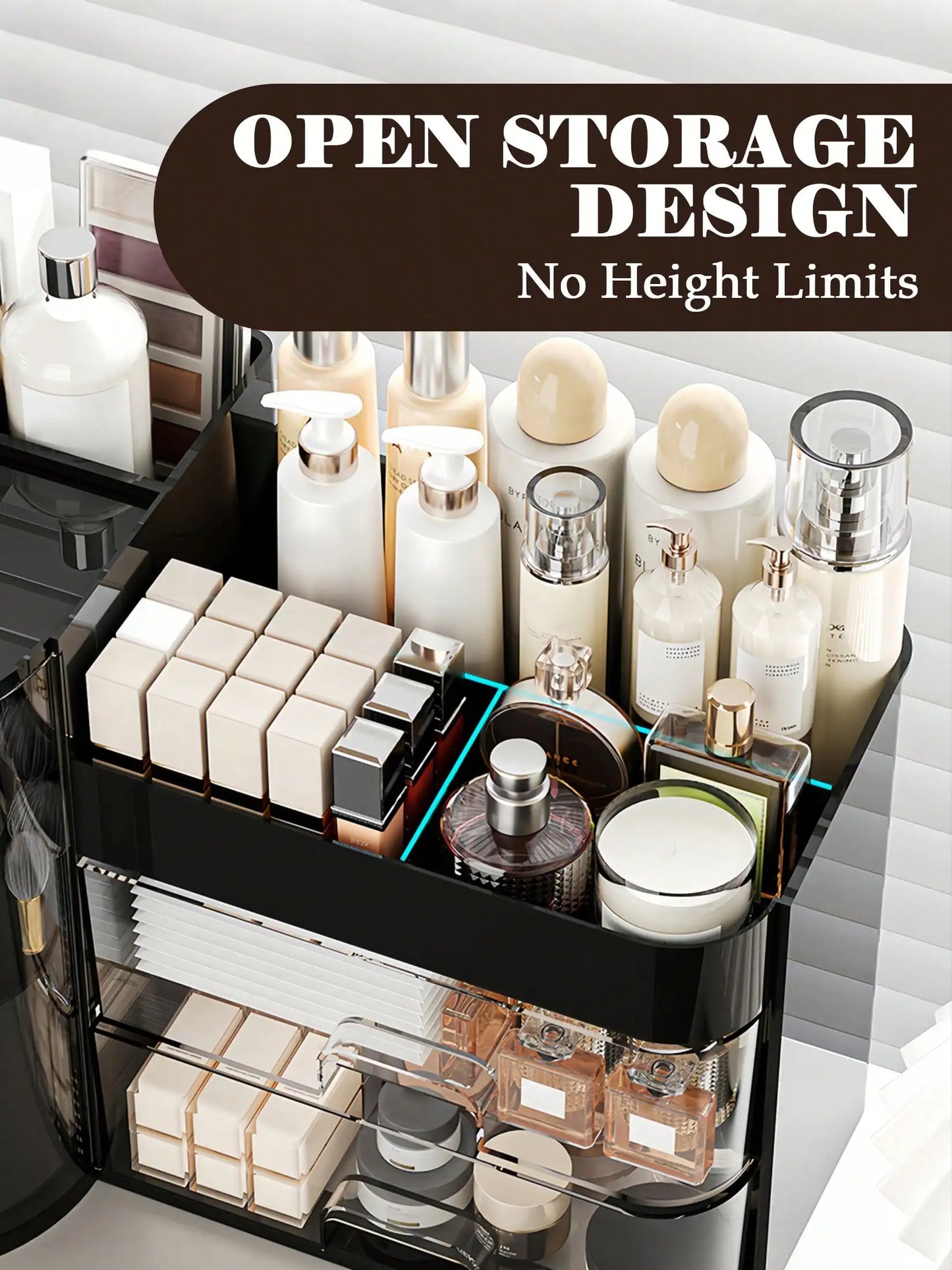 2 Tier Rotating Makeup Organizer Skincare Storage For Bathroom Countertop Cosmetic Holder