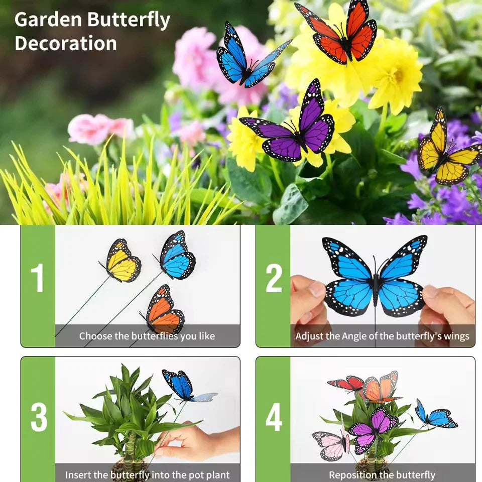 Butterfly Garden Stakes 3D PVC Decorations For Yard And Patio