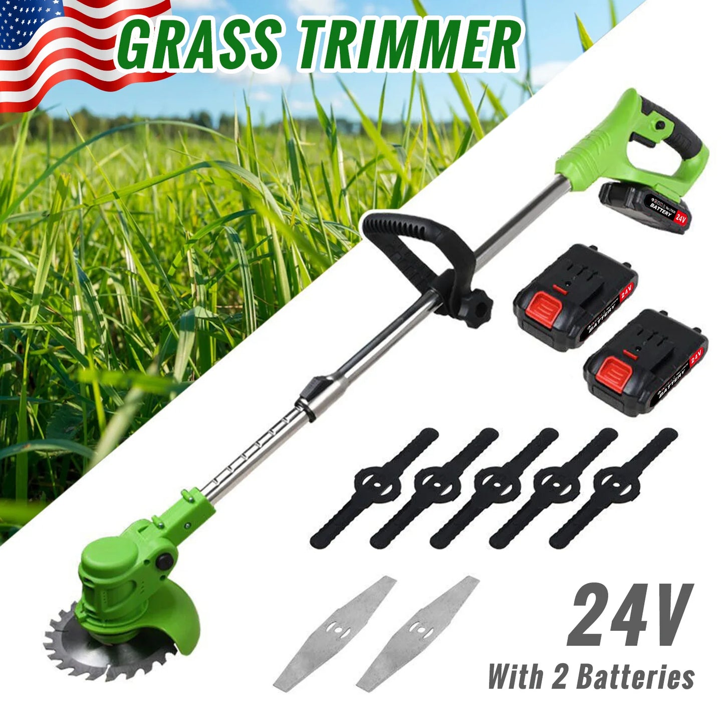 Cordless 2 In 1 Weed Trimmer Brushless Electric With Batteries