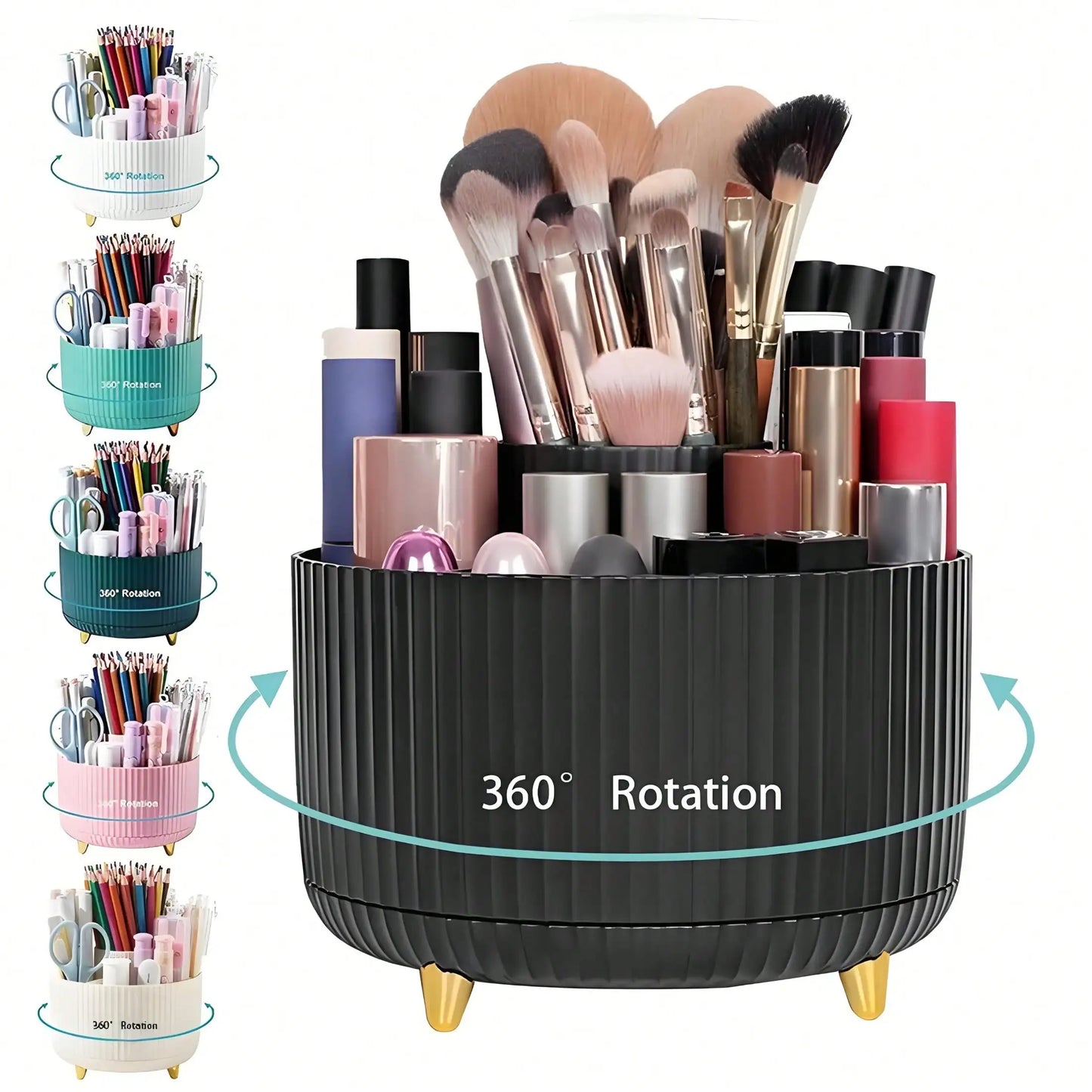 1 Pack 360 Rotating Makeup Organizer Large Capacity Skincare Storage Holder Multi Compartment Cosmetic Display Case for Vanity Bathroom Countertop