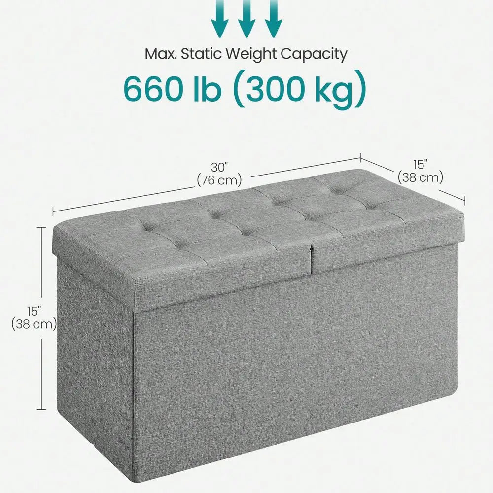 Collection - 30 Inches Storage Ottoman, Foldable Storage Bench With Flipping Lid, 660 Lb Load Capacity, For Entry