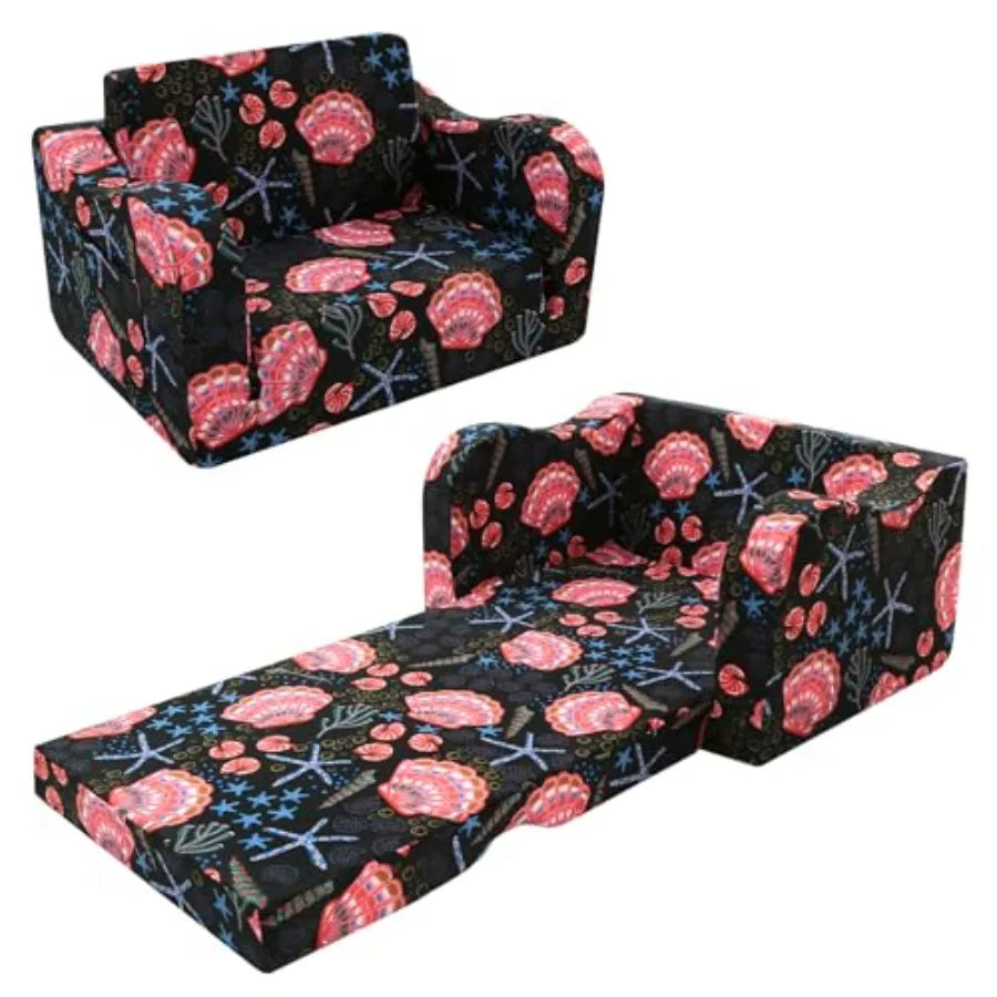 Toddler Couch Fold Out 2-in-1 Convertible Sofa Bed with Soft Corduroy Cover, High-Density Foam Toddler Chair for Ages 1 3, Fold