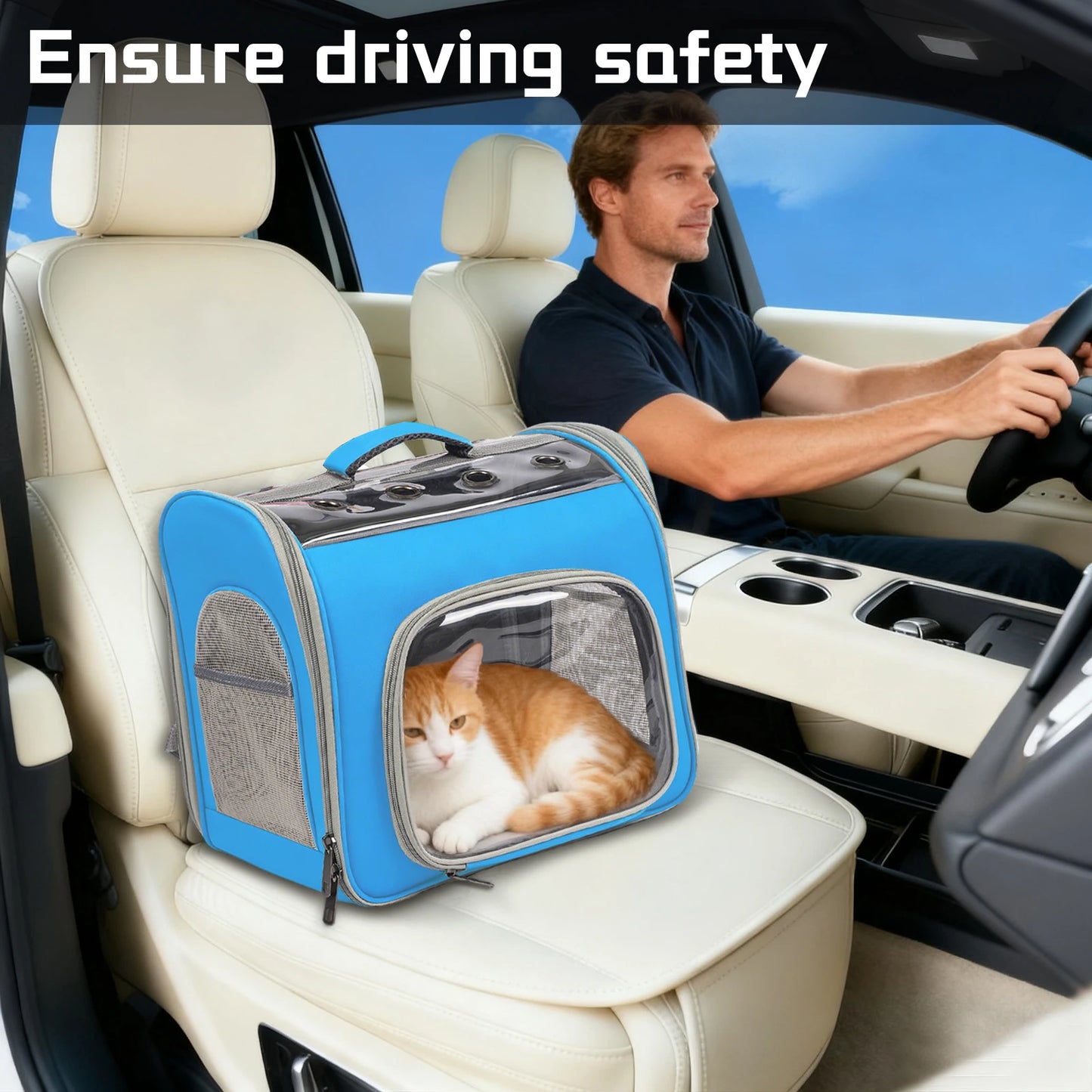 Foldable Breathable Cat Backpack With Front Opening And Mesh Window