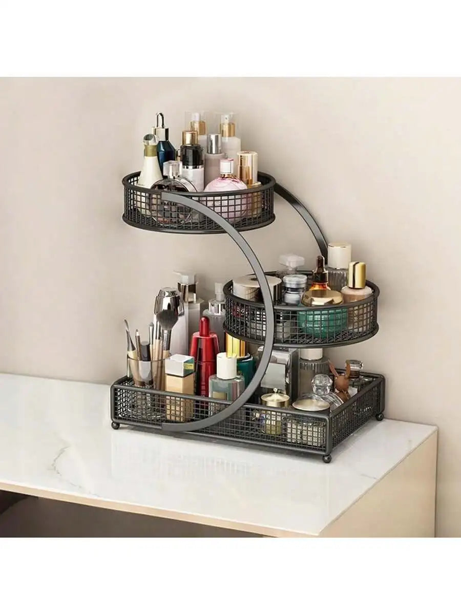 Cosmetics Storage Box Dressing Table Shelf Bathroom Washbasin Rack Tabletop Lipstick Skincare Product Storage Rack Three Layers