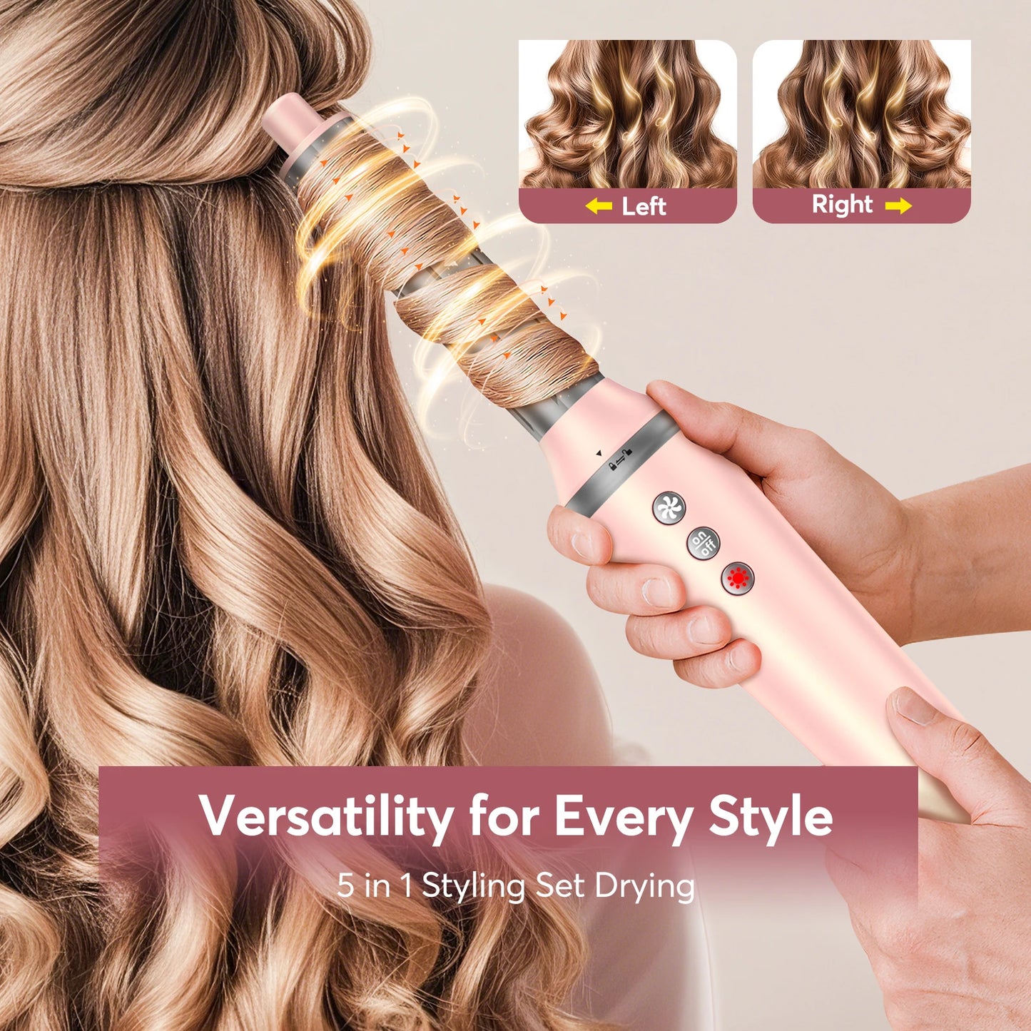 BOPCAL 5 In 1 Hair Styler With Travel Bag Air Wrap 1200W Dryer