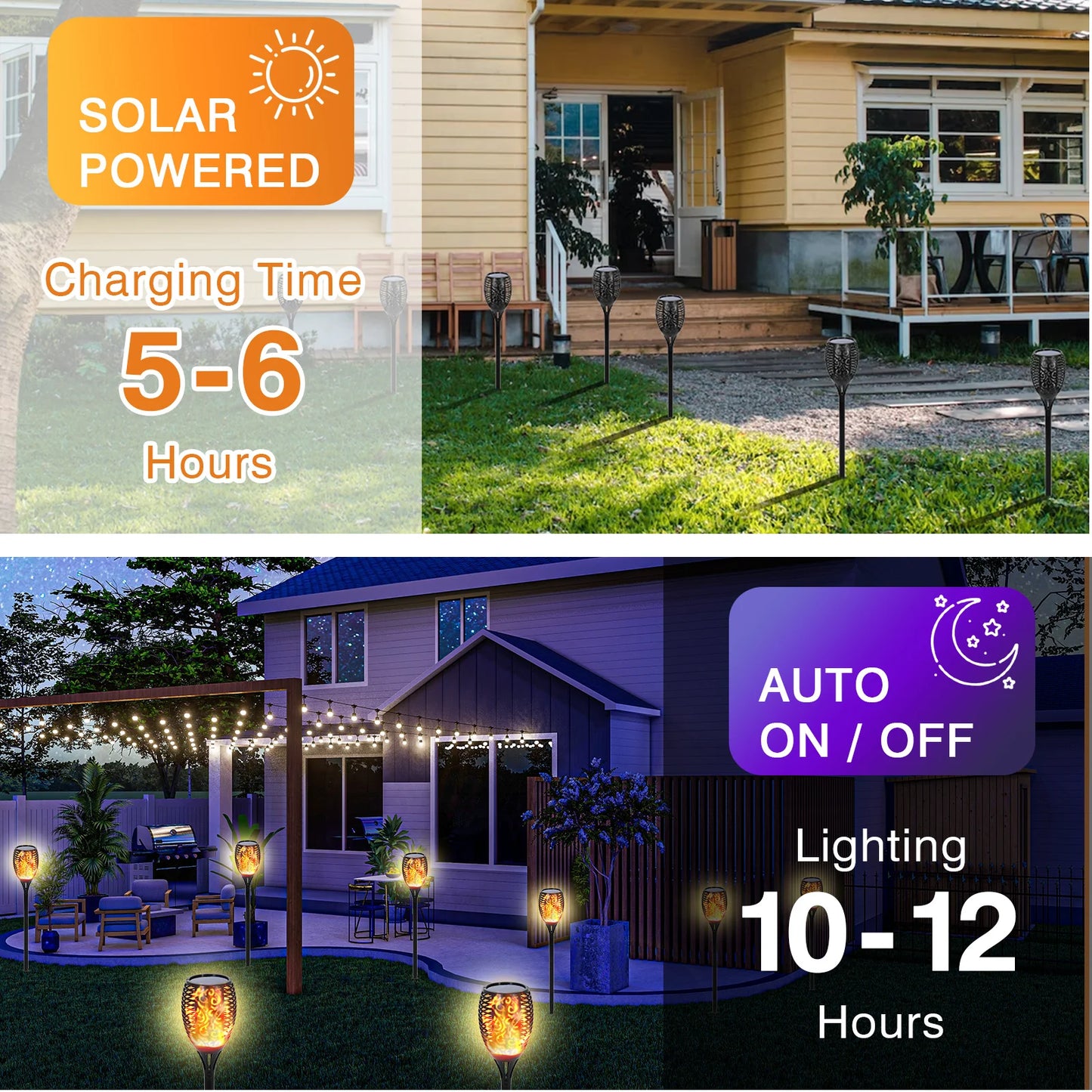 Solar Flame Torch Lights Outdoor Landscape Pathway Garden