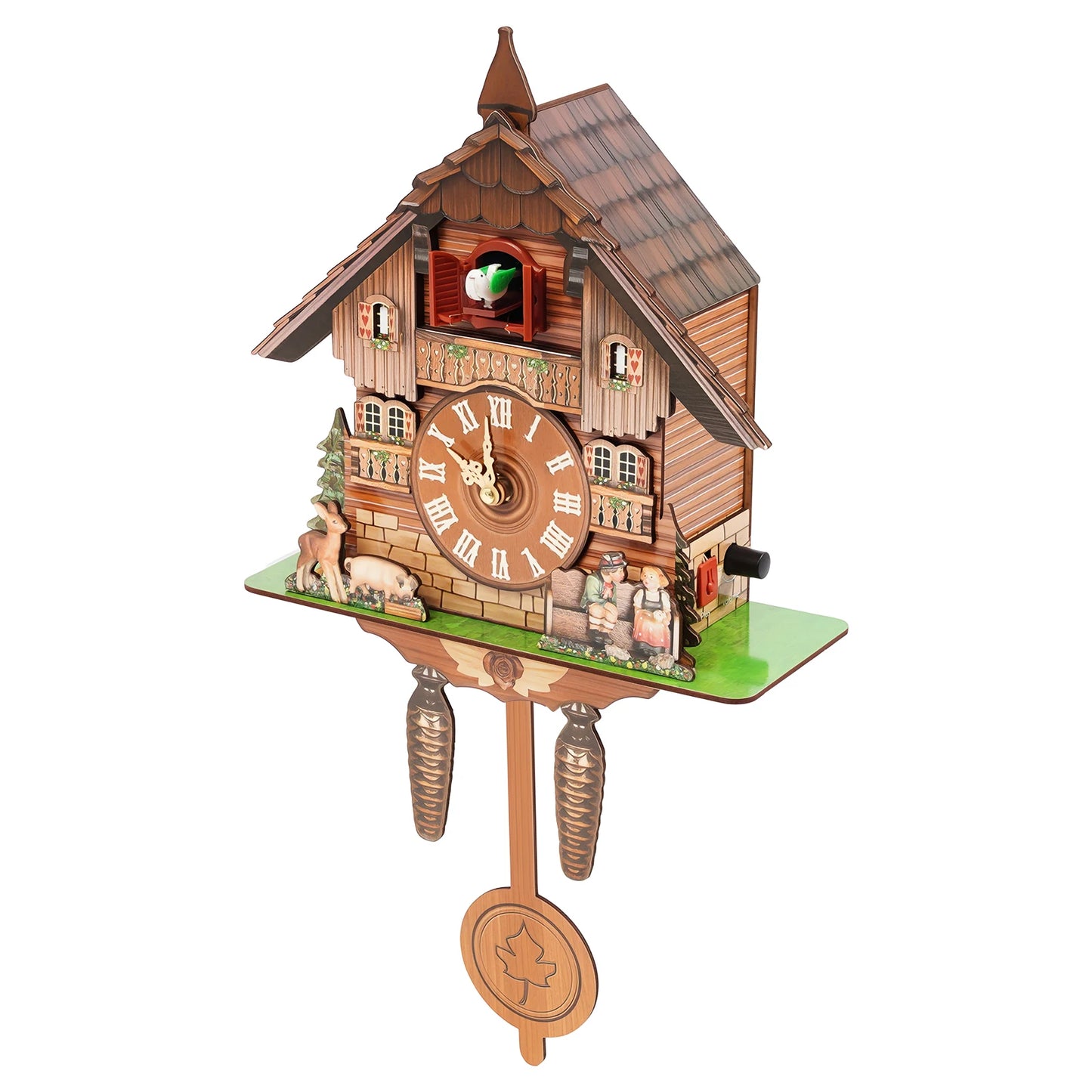 Vintage Cuckoo Wall Clock With Bird Chime Wooden Nordic Decor
