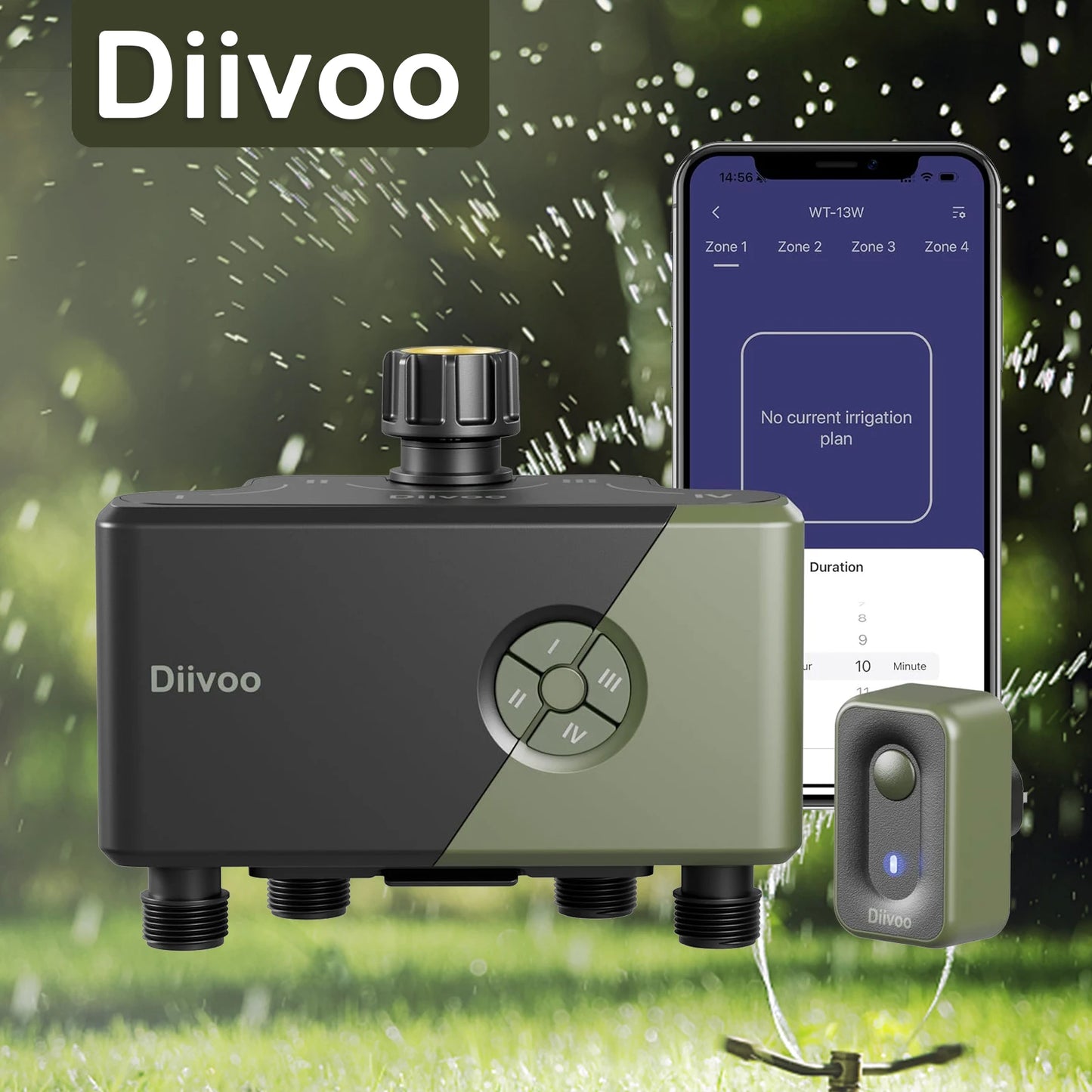 Diivoo Garden WiFi Water Timer 3/4 Zone Irrigation Controller