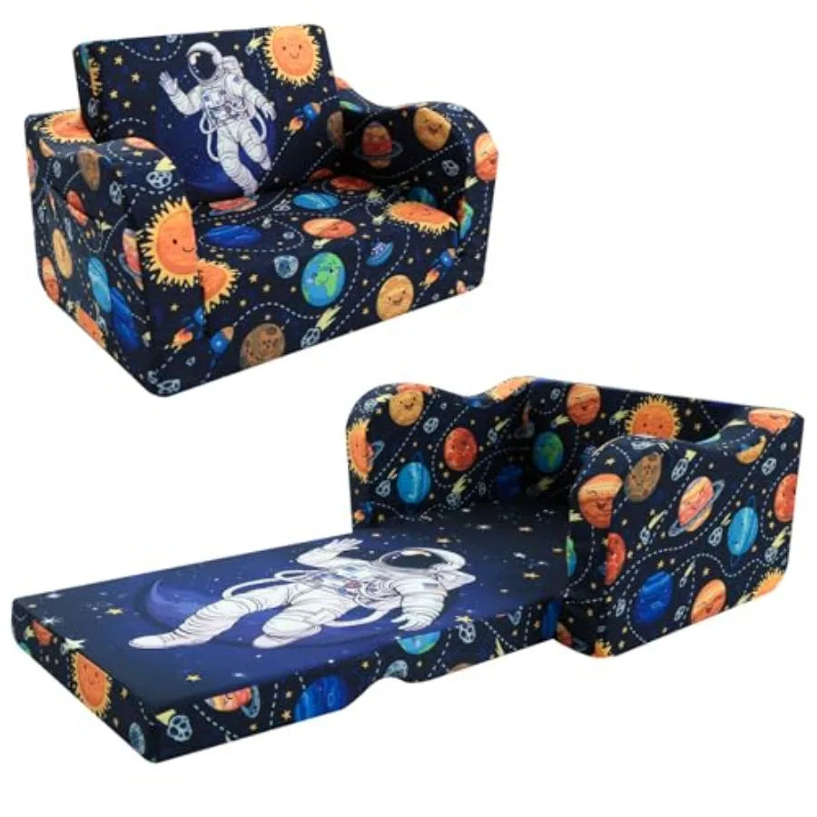 Toddler Couch Fold Out 2-in-1 Convertible Sofa Bed with Soft Corduroy Cover, High-Density Foam Toddler Chair for Ages 1 3, Fold