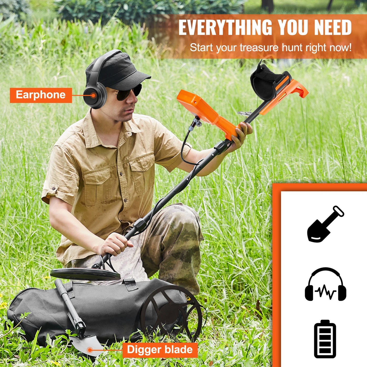 SucceBuy Professional Rechargeable Metal Detector With IP68 Waterproof Coil