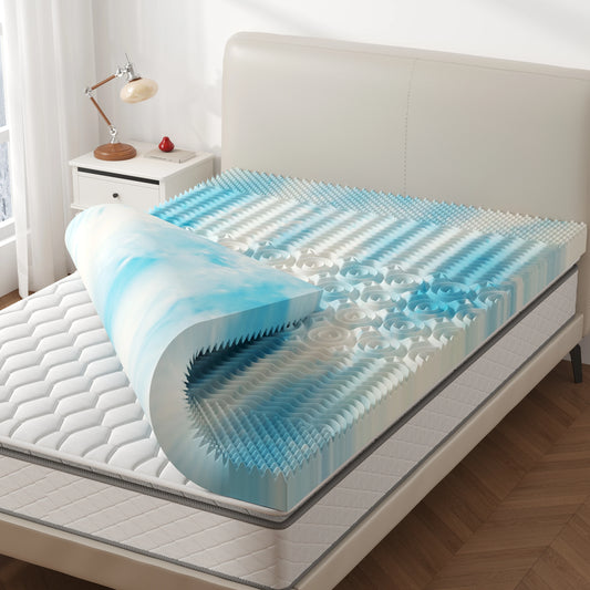 JHK Cooling Gel Memory Foam Topper With Five Zone Relief