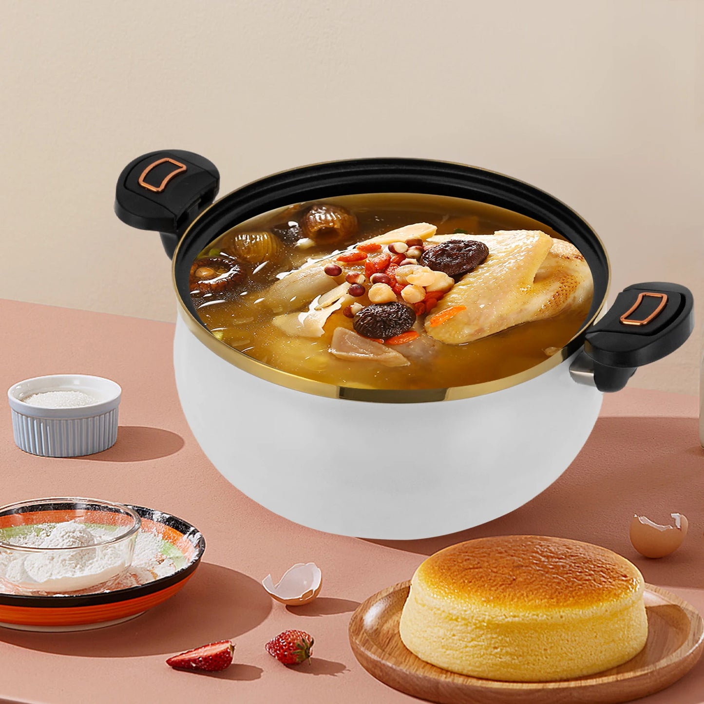 8L Micro Pressure Cooker Multi Function Pot With Two Handles