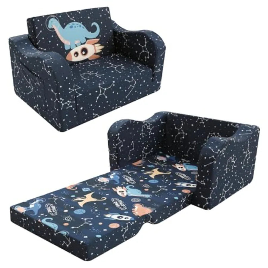 Toddler Couch Fold Out 2-in-1 Convertible Sofa Bed with Soft Corduroy Cover, High-Density Foam Toddler Chair for Ages 1 3, Fold