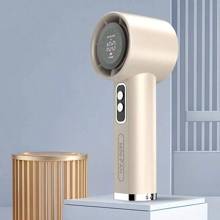 Portable Handheld Bladeless Fan With LED Display Rechargeable USB Personal Fan For Travel Outdoor